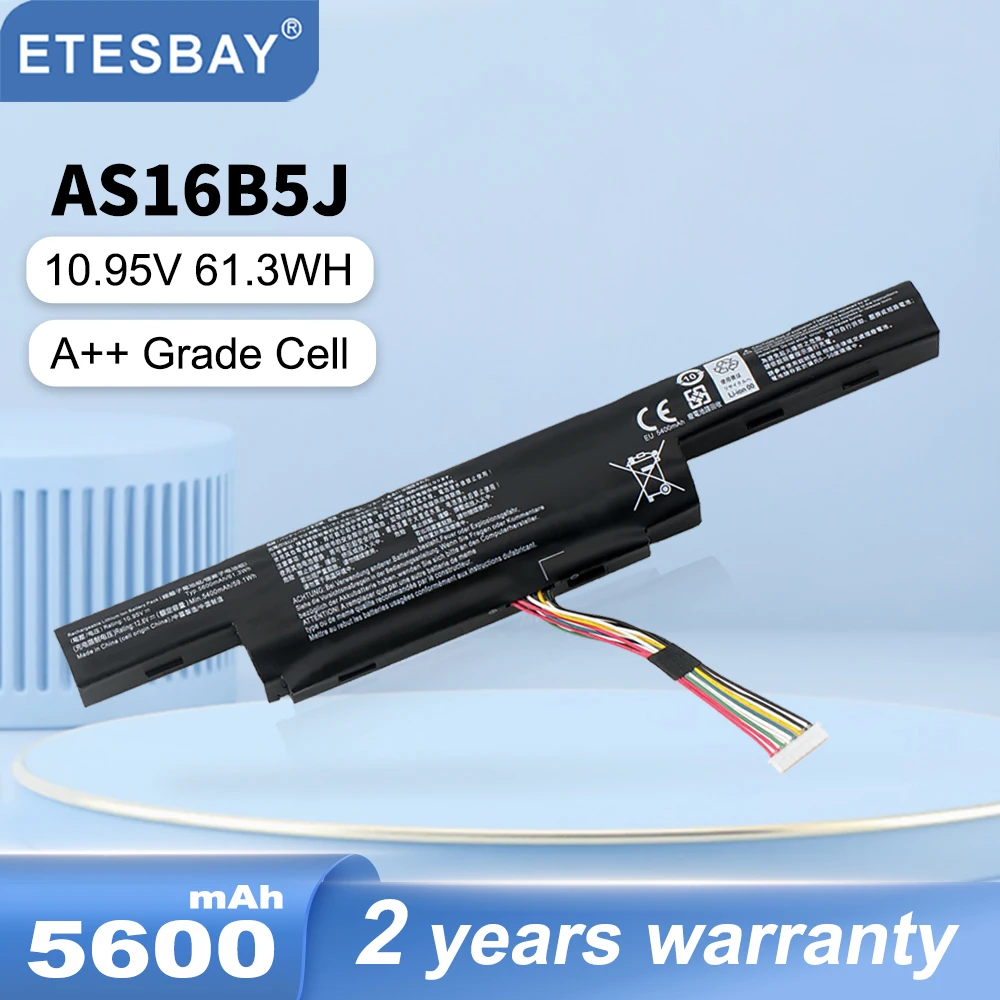 

ETESBAY AS16B5J AS16B8J Laptop Battery For Acer Aspire E5-575G-53VG E5-575G-75MD E5-575G-534 F15 F5-573G 3ICR19/66-2 5600mAh