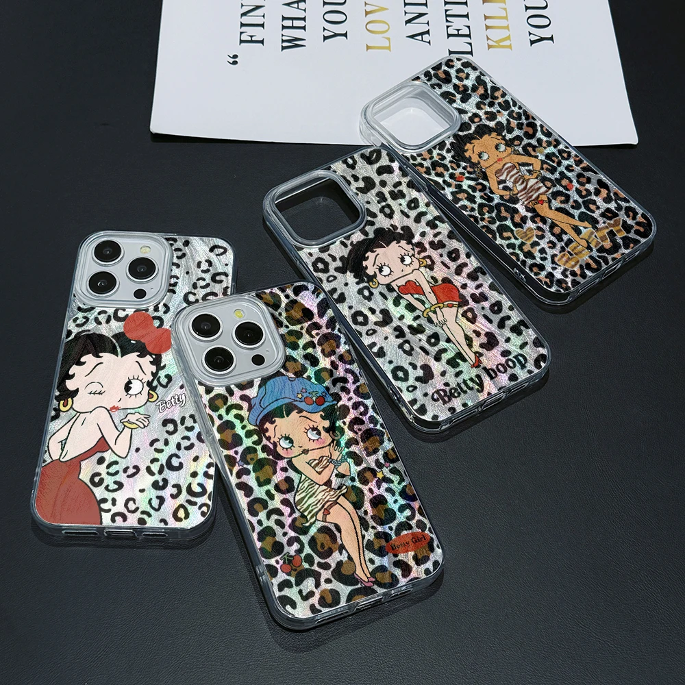 Leopard Print Phone Case for iPhone 16 15 14 Plus 13 12 11 Pro Max X Xs XR 8 7 Feather Texture B-Bettys Hard Cover