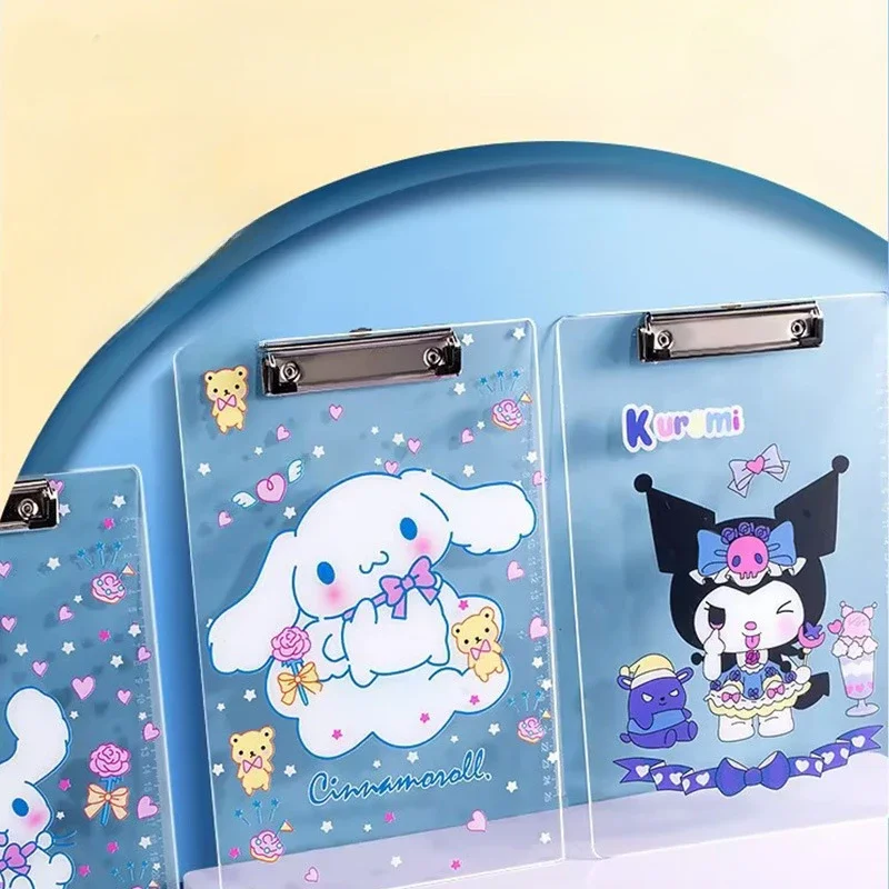 Sanrio Kawaii CinnamorollA4 Transparent Folder MyMelody Writing Splint Student Kuromi Pompom Purin Writing Board School Supplies