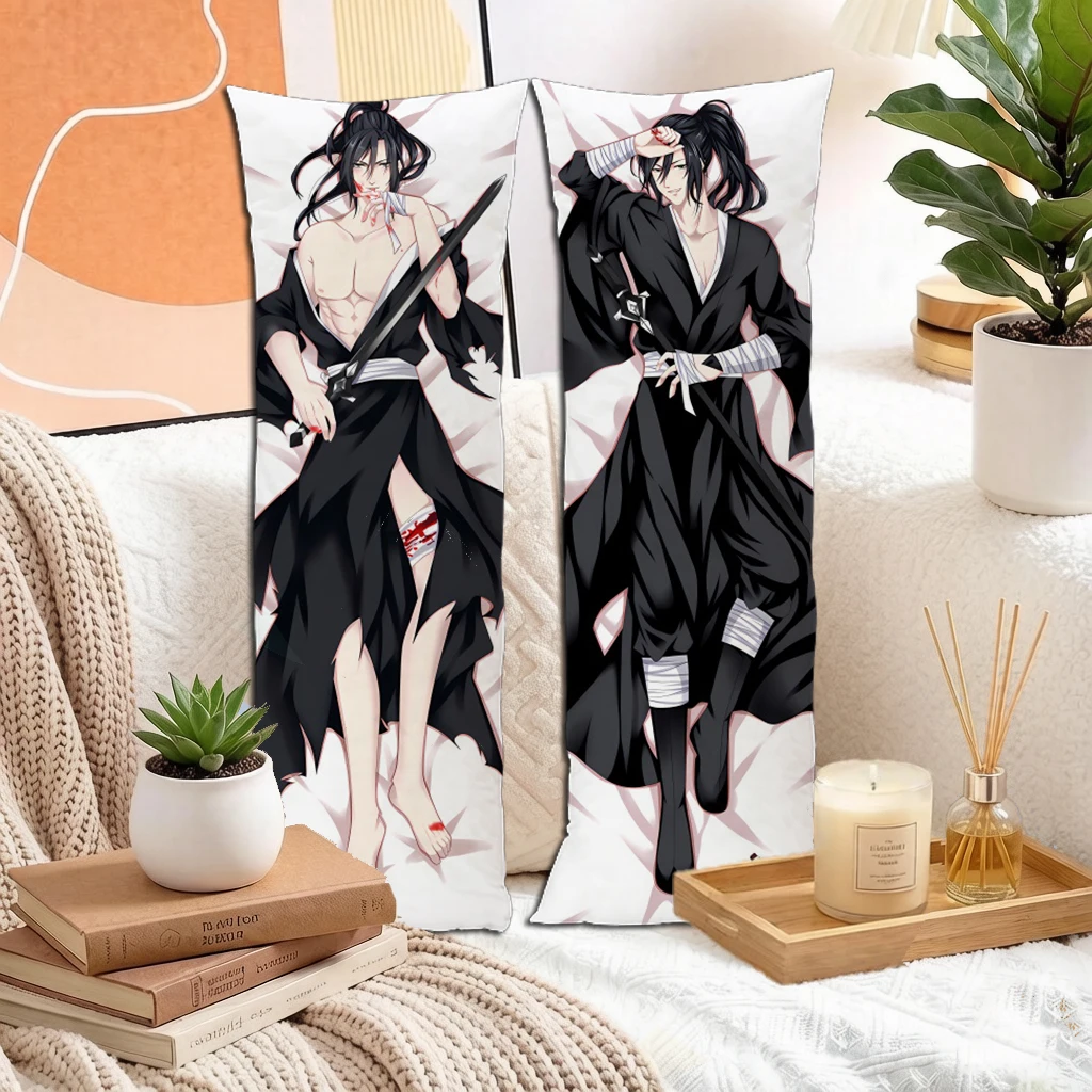 Anime Black Hair Dark Outfit Short Blade Boy Dakimakura Pillowcase Double Sided Long Body Pillow Cover For Otaku Peach Skin 2way