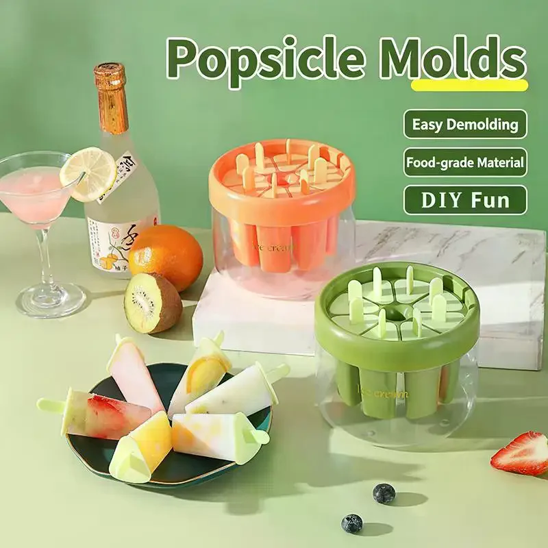 8 Holes Easy Release Ice Molds, DIY Popsicle Maker With Quick Freezing Technology For Home Ice Bars, Homemade Ice Cream Mold