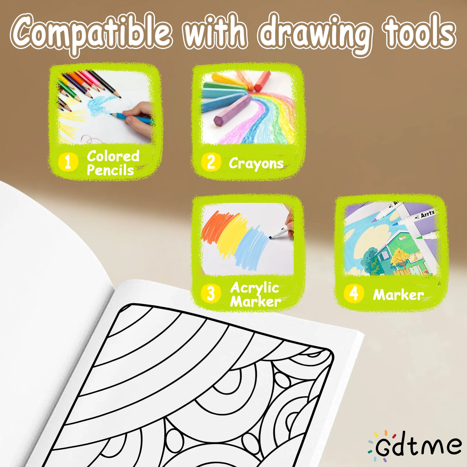 كتاب تلوين بأنماط سلمية لتخفيف التوتر - علاج فني مضاد للقلق مع صفحات الرسم الإبداعية #2