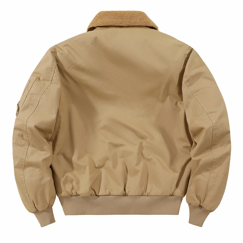 أزياء الشتاء الأوروبية الأمريكية الجديدة للرجال بلون سادة كاجوال عصري بسيط أساسي بياقة مقلوبة وأكمام طويلة وسحاب