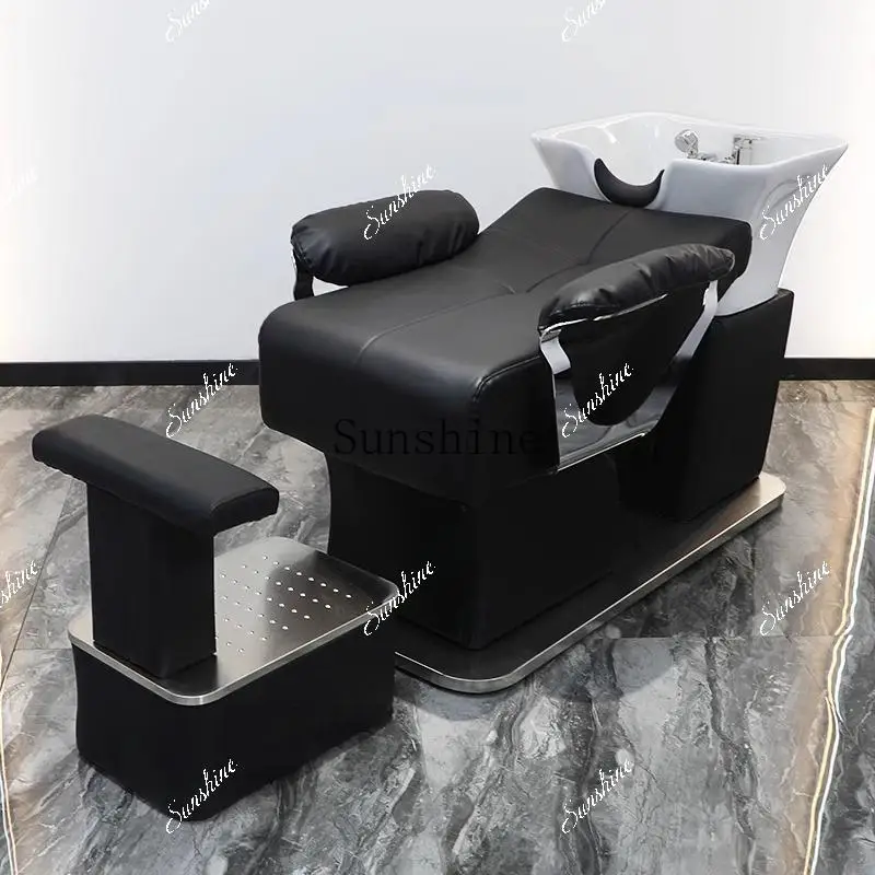 Tide hair salon ceramic basin shampoo bed barber shop hair salon special massage half lying flush  TF
