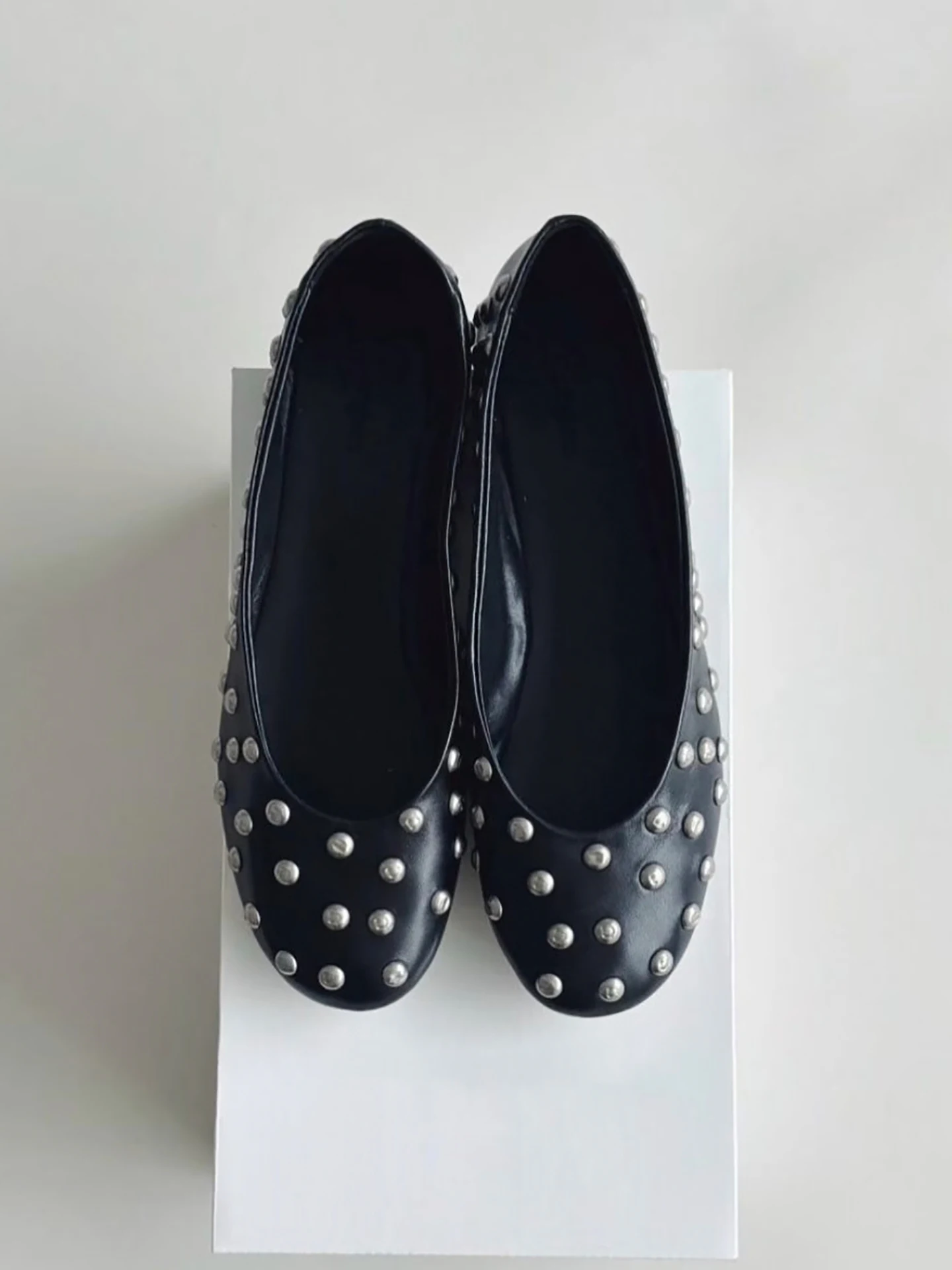 retro-design-rivet-ballet-flats-women's-spring-autumn-new-slip-on-flat-round-head-slip-on-single-shoes-platform-fashionable