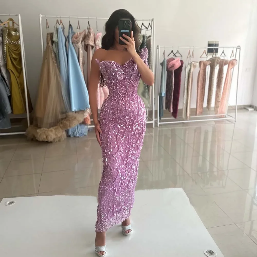 

2026 Luxury Sparkling Mermaid Evening Dress Elegant Beaded Sleeveless Ankle Length Party Dress Tank Top Customization