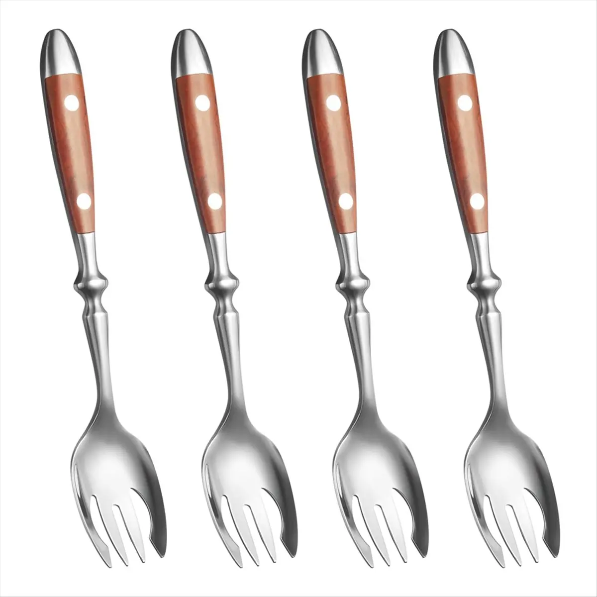 ABPP 4 Pcs Metal Sporks Set,Stainless Steel Salad Spoons with Bakelite Handle,Salad Forks Spork for Salad,Fruit,Dessert