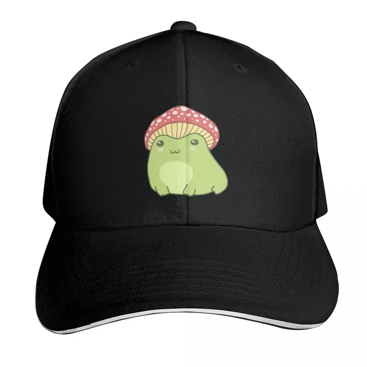 Kawaii Frog with Toadstool Mushroom Hat - Cottagecore Aesthetic Forg - Amanita Muscaria Toadstool Lover - Edgy Kid Baseball Cap