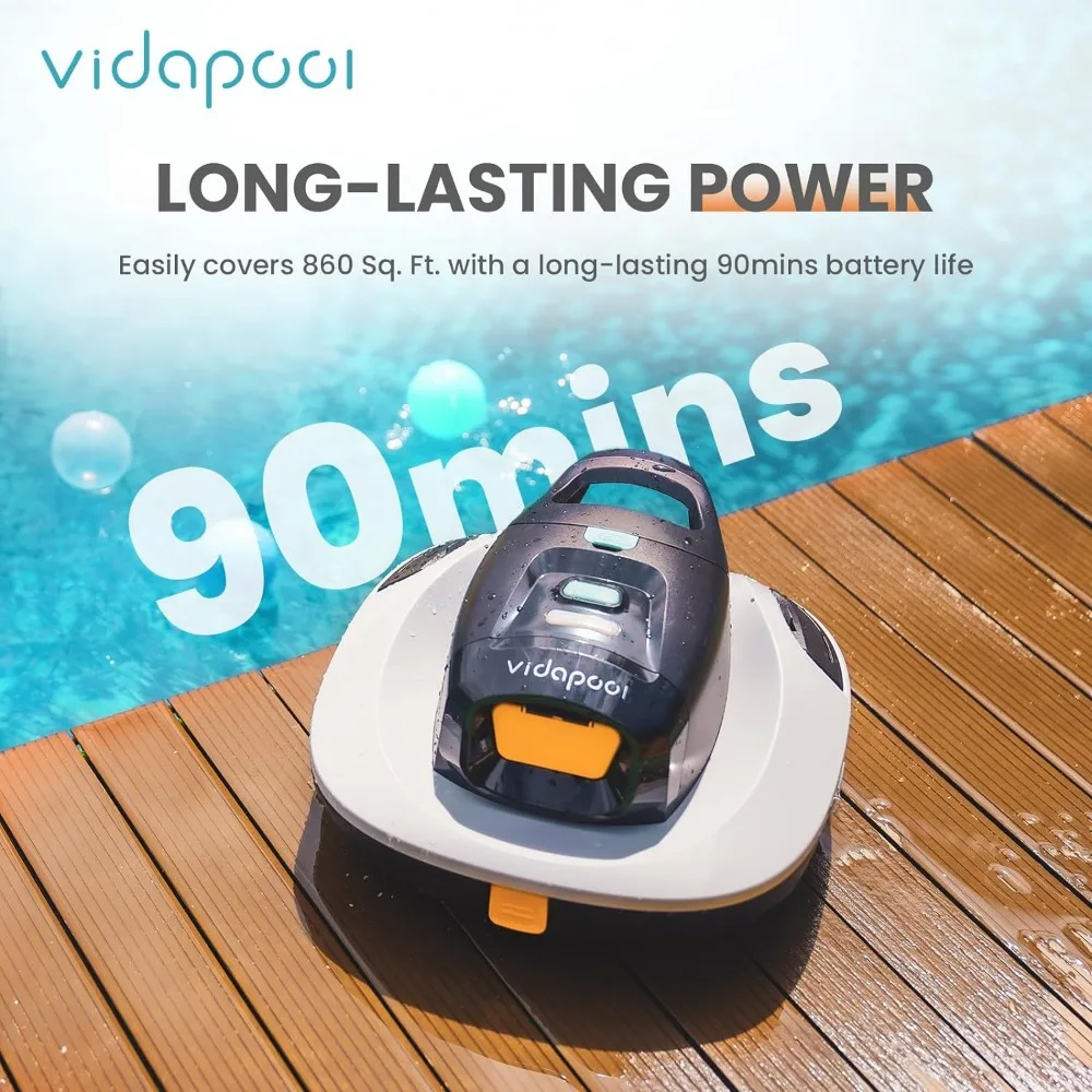 Sem fio Robotic Piscina Aspirador, Portátil Auto Piscina Limpeza, Indicador LED, Tecnologia Self-Parking, Ideal