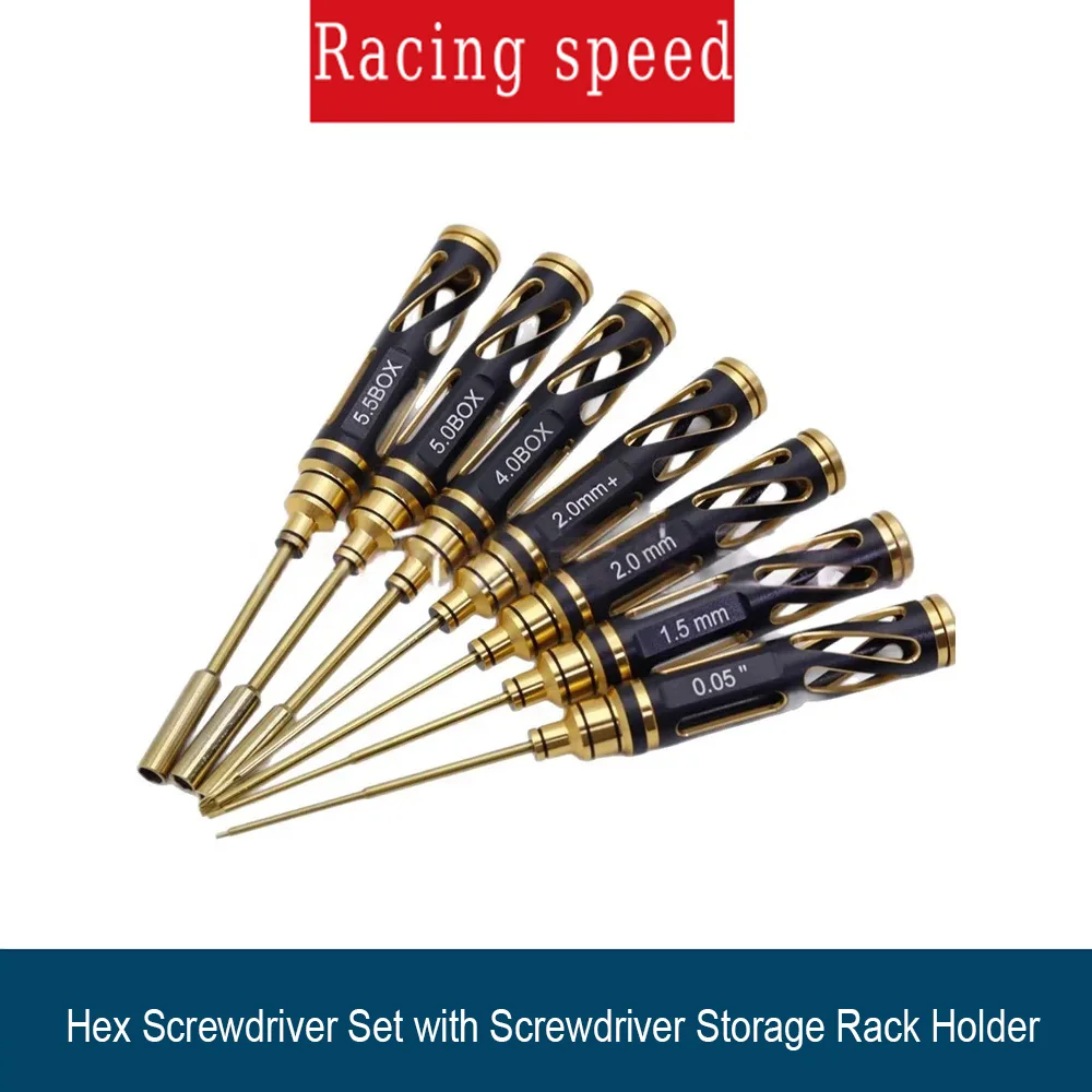 Hex Screwdriver Set with Storage Rack Holder 0.05 1.5 2.0mm Hex Drivers 4.0 5.0 5.5mm Nut Drivers 2.0mm Phillips Screwdriver