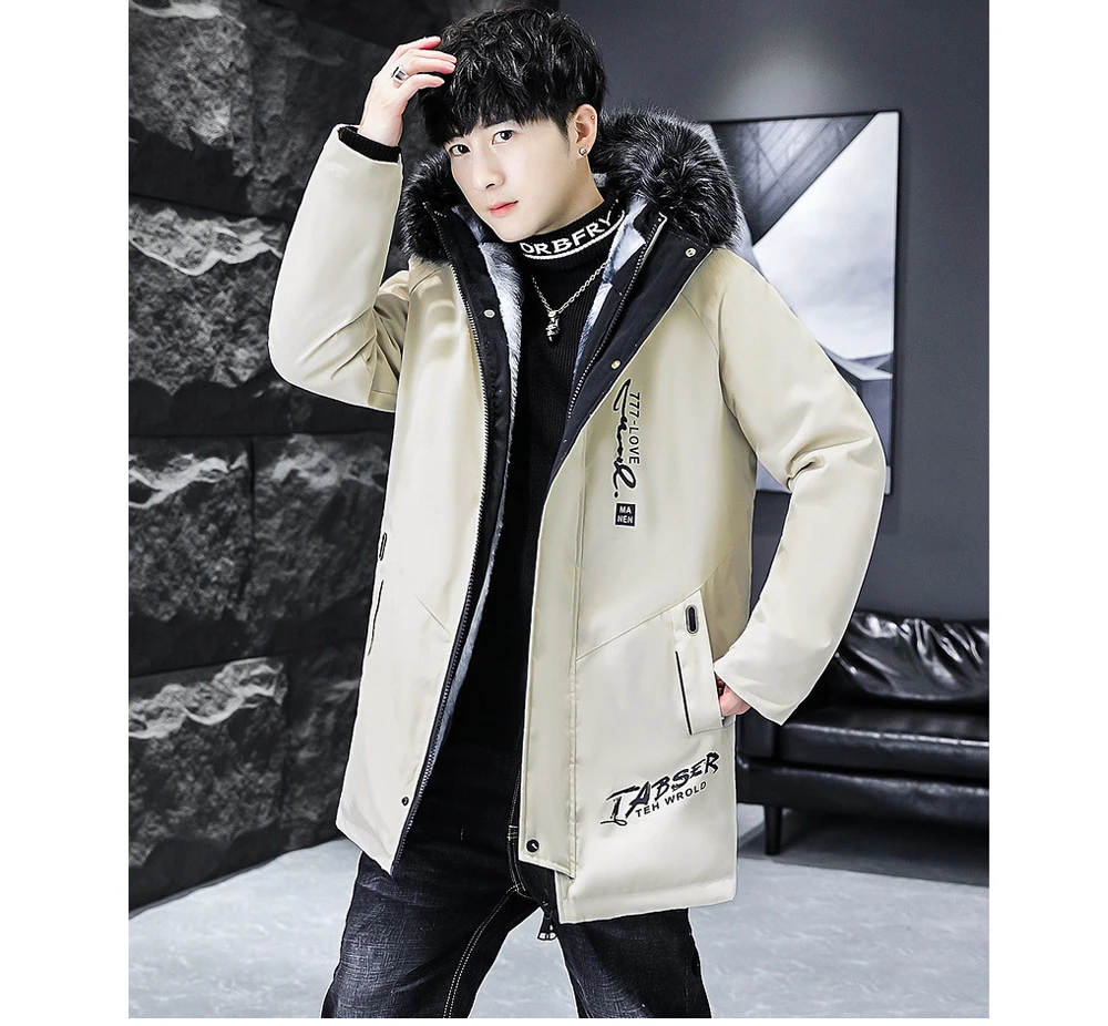 Winter männer Lange Unten Jacke Mode Männlichen Thermische Parkas Mäntel Casual Männer Klassische Pelz Kragen Warme Gepolsterte Jacken Kleidung 5XL – Detail 12