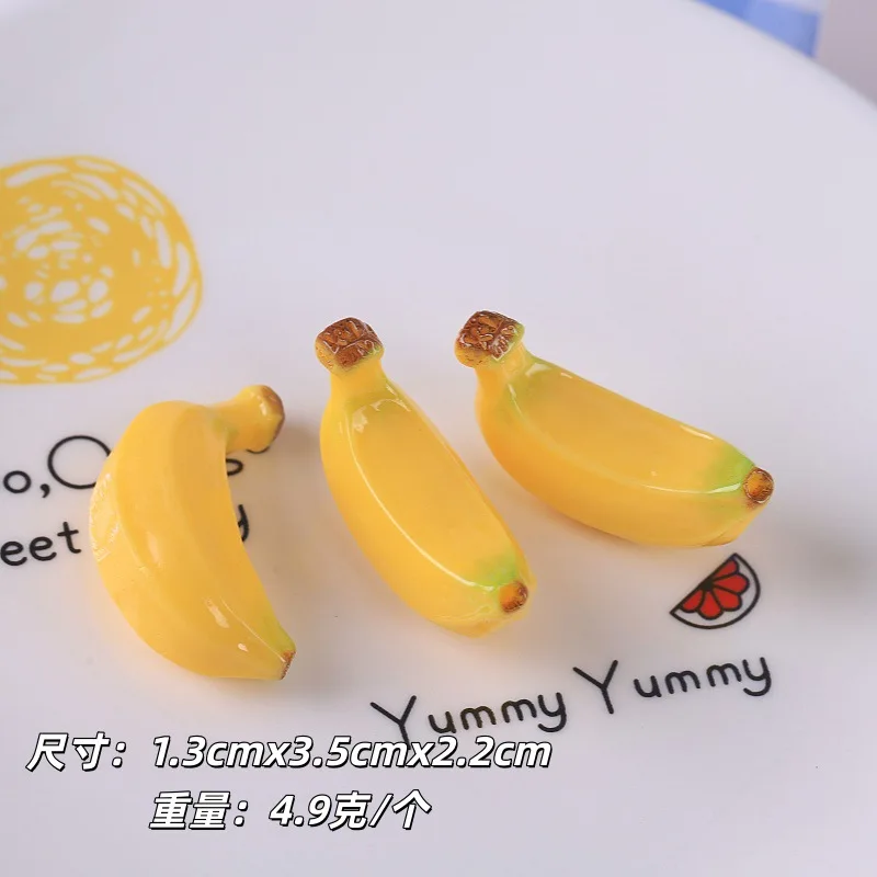 3pcs Mini Apple Banana Fruit Charms Persimmon Realistic Miniature Food Models DIY Accessories Pendants Desktop Decorations