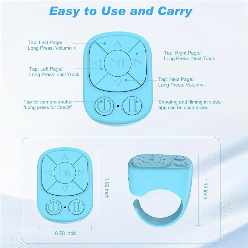 AA84 Scrolling Ring Remote Control For Tiktok,Bluetooth Page Turner For Smartphone,Camera Shutter Short Video