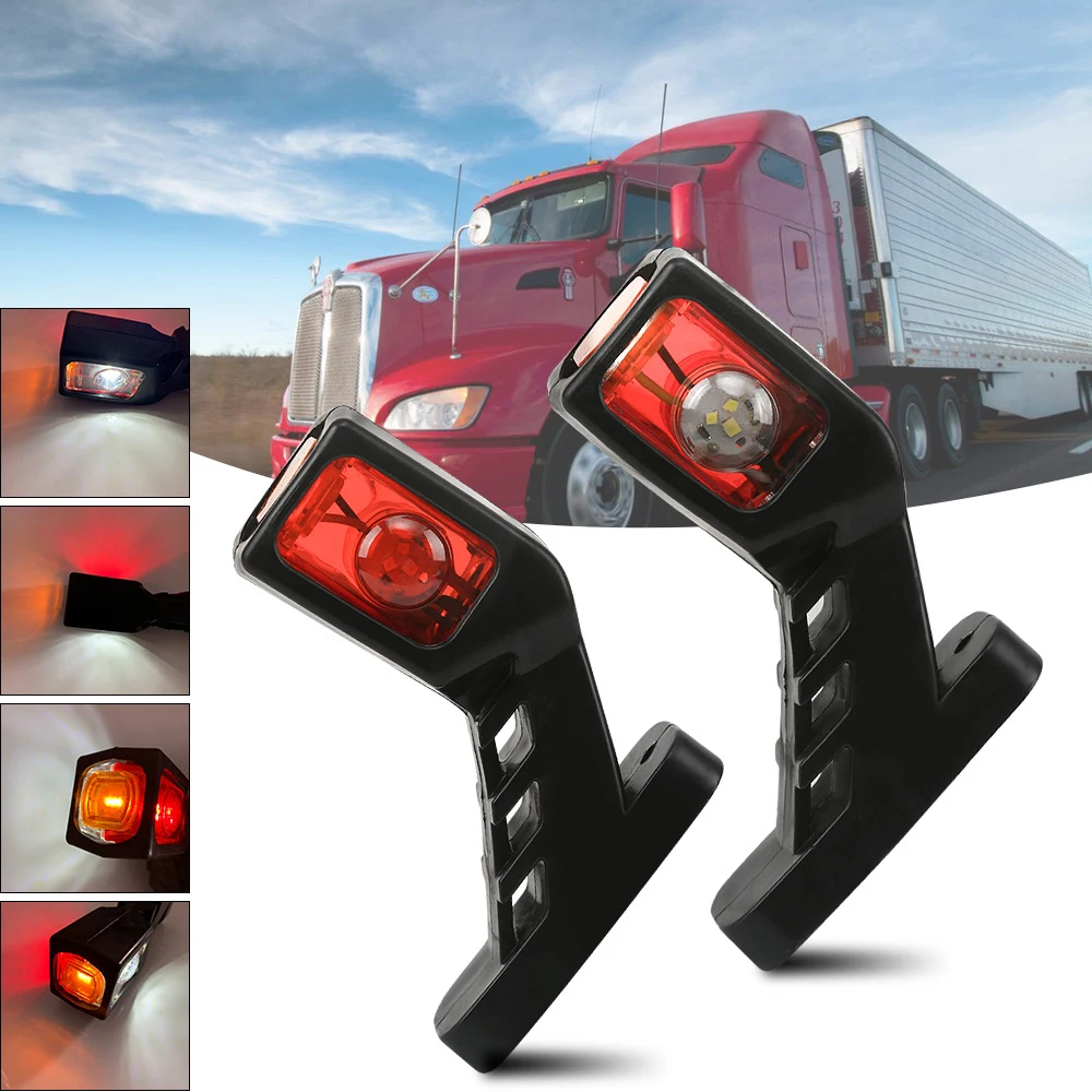 White Red Yellow 2Pcs/set 12/24V LED Side Marker Light Truck Lamp For Trailer Truck Van Lorry Indicator Lamp Tail Light Assembly