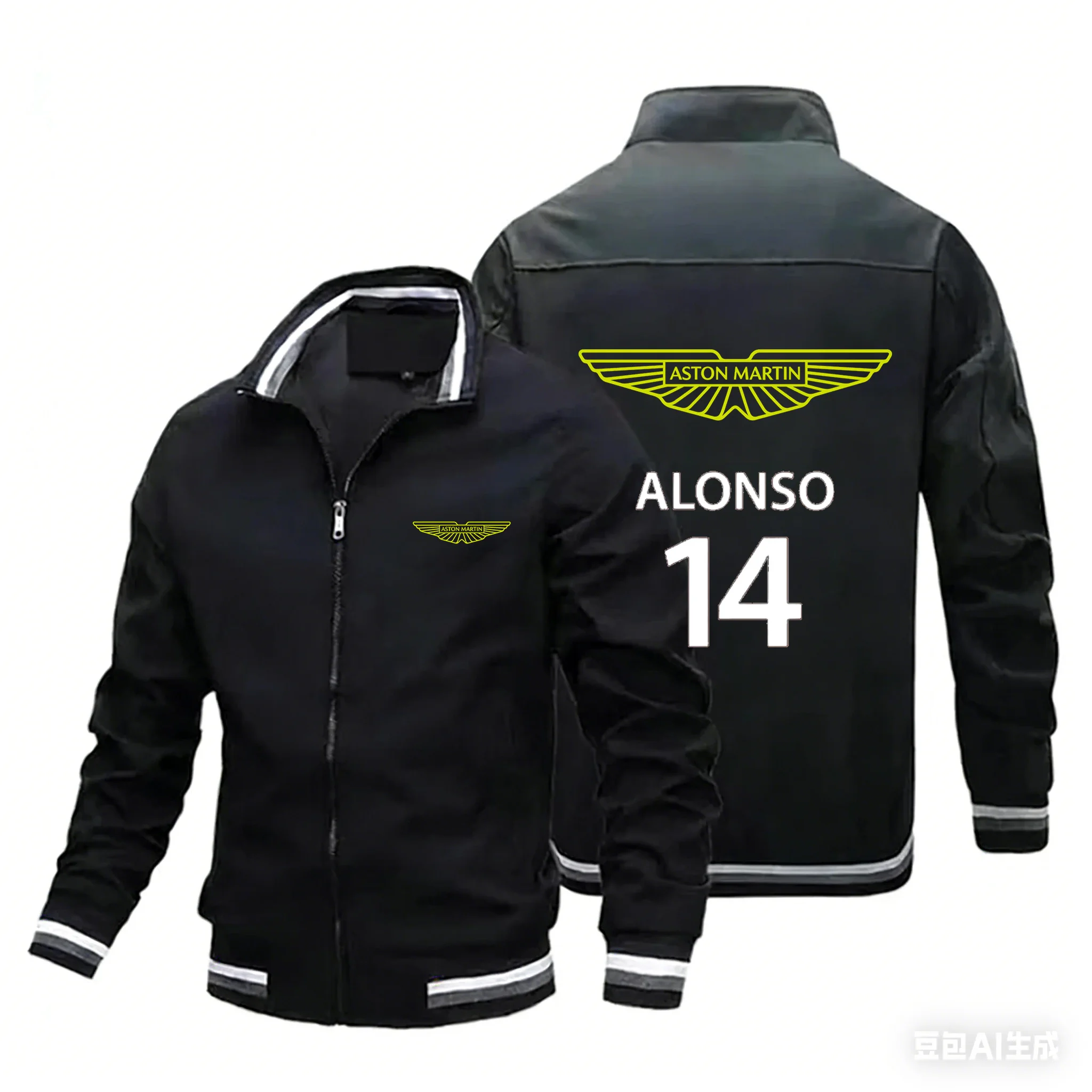 Aston Martin Fernando Alonso Printing Zipper Jacket Men's Fashion Windproof Motorcycle Jackets Spring Autumn Outdoor Sports Coat
