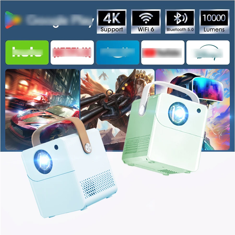 2025 New 4K Ultra HD Projector, Built in Android System, 5G WiFi Connection to Phone Screen Projection, Compact and Portable, Su