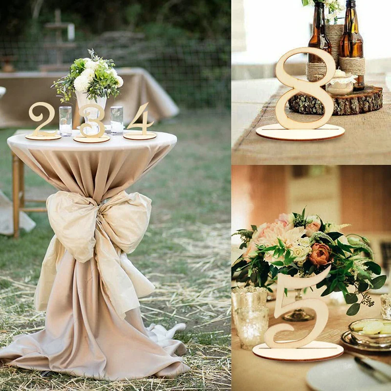 Tischnummern für Hochzeiten, elegante Tischnummern aus Holz für Hochzeitsempfang 1–20 mit Sockel für Dekoration, Party-Tischarrangements – Detail 10