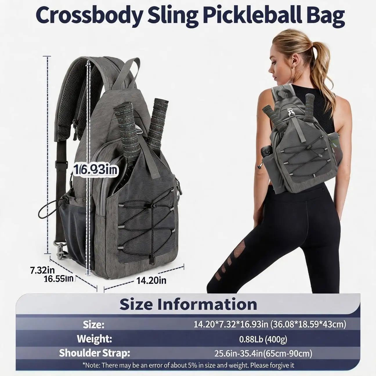 New Pickleball Table Tennis Storage Bag Backpack Cycling Chest Bag Smooth Zipper