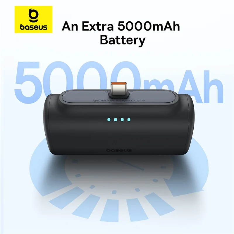 Imagem -06 - Baseus-banco de Potência Portátil tipo c Carregamento Rápido Bateria Externa 20w 5000mah Powerbank para Iphone 15 Pro Max Samsung Xiaomi