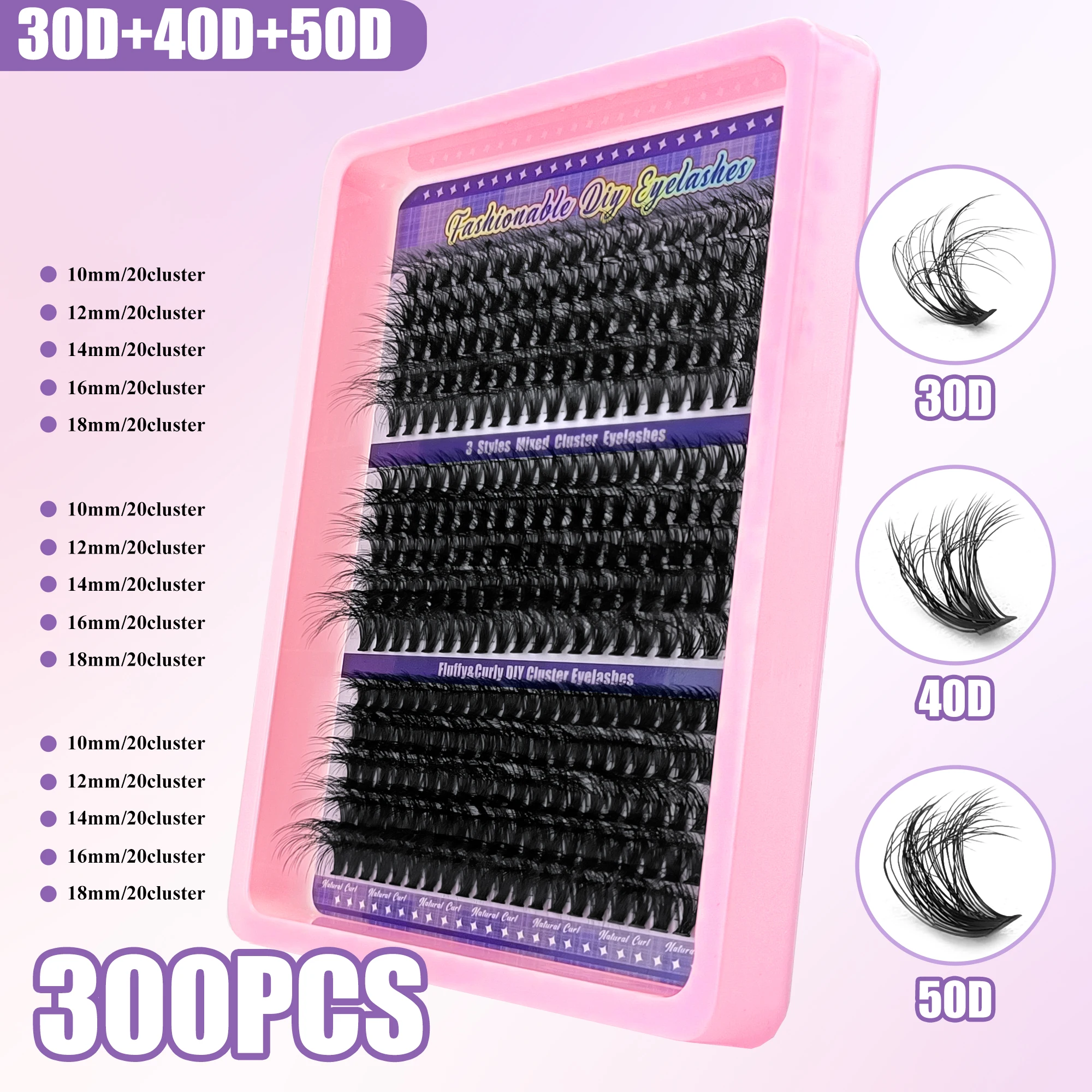 LAKANAKU 168 Fans Diy Cluster Lashes Cat Eye Lashes Unsichtbares Band Premium Mink Manga Lash Clusters