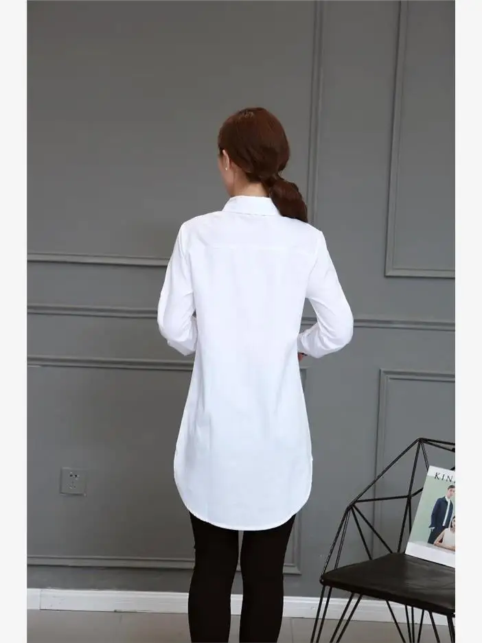 

Women's Loose Long White Casual irt plus Size 5XL 4XL Straight Cut Long Sve Ne Button up Versatile Mid-Length