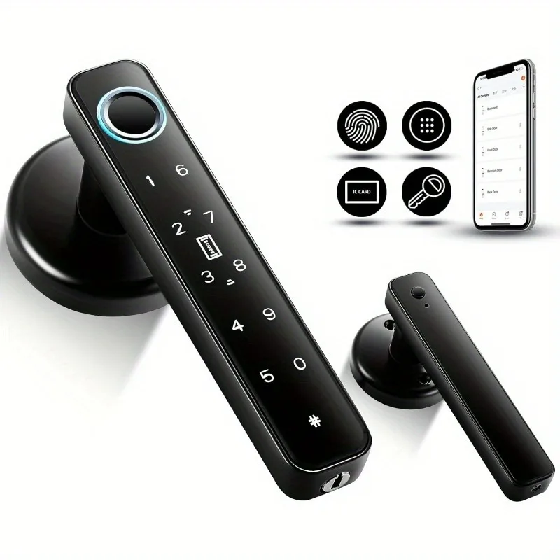 Smart Life APP Remote Unlock Five Unlocking Ways Digital Fingerprint Smart Door Lock OLED Wi-Fi Electronic Password Smart Lock
