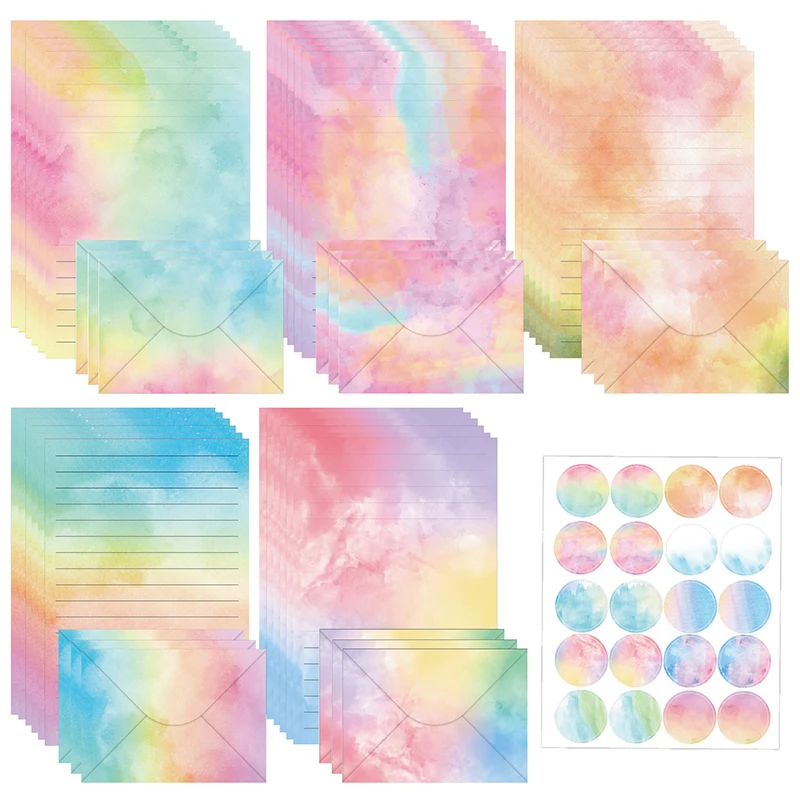 30 قطعة من ورق الألوان المائية الحية مع مجموعة 15 ظرفًا للقرطاسية الشخصية #5