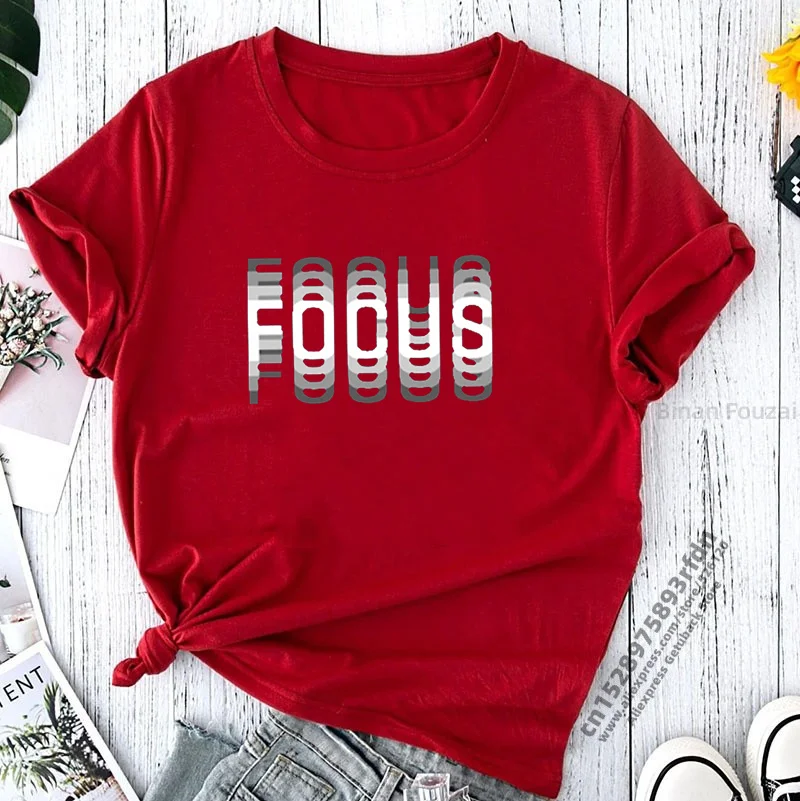 Focus Print T-shirts Women Short Sleeve Round Neck Casual Loose Summer Shirt Women Graphic Tee Aesthetic Clothes Tops 2023 Hot