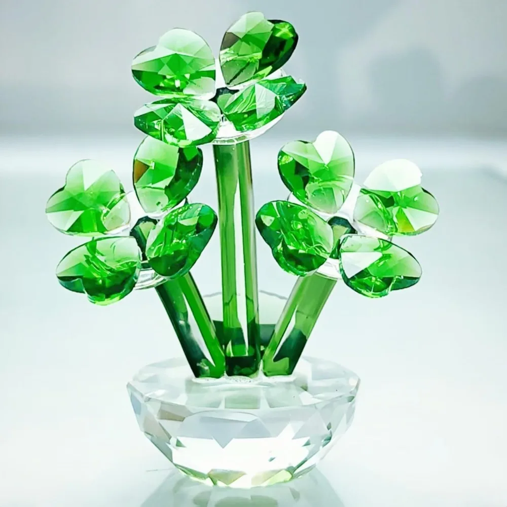 

Премиальная хрустальная четырехлистная клеверная скульптура K9 — ирландский шарм удачи с мифическим символизмом для домашнего декора, идеальный подарок для женщины