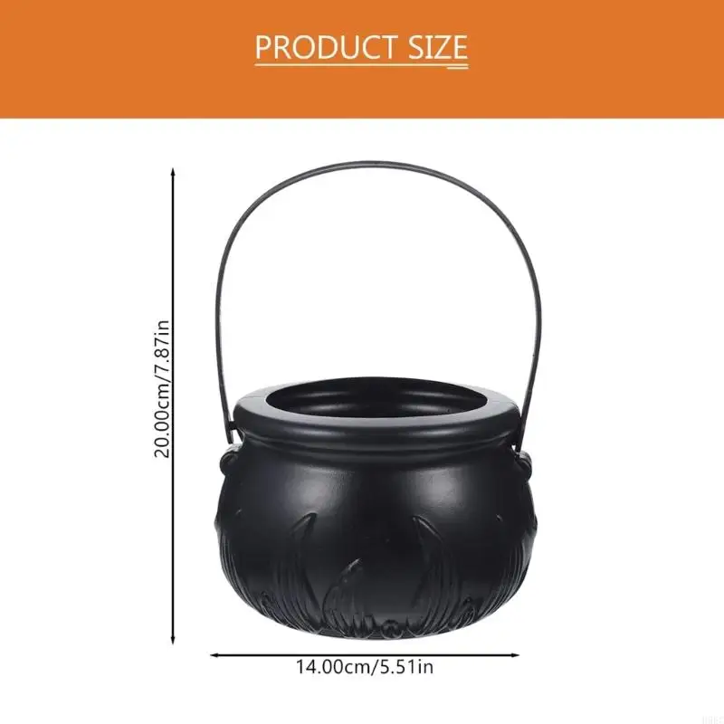H9EC 1PC Witch Halloween Decorações do caldeirão Trick Trick Treat Kettle Candy Bowl Bucket Plastic Pot Child