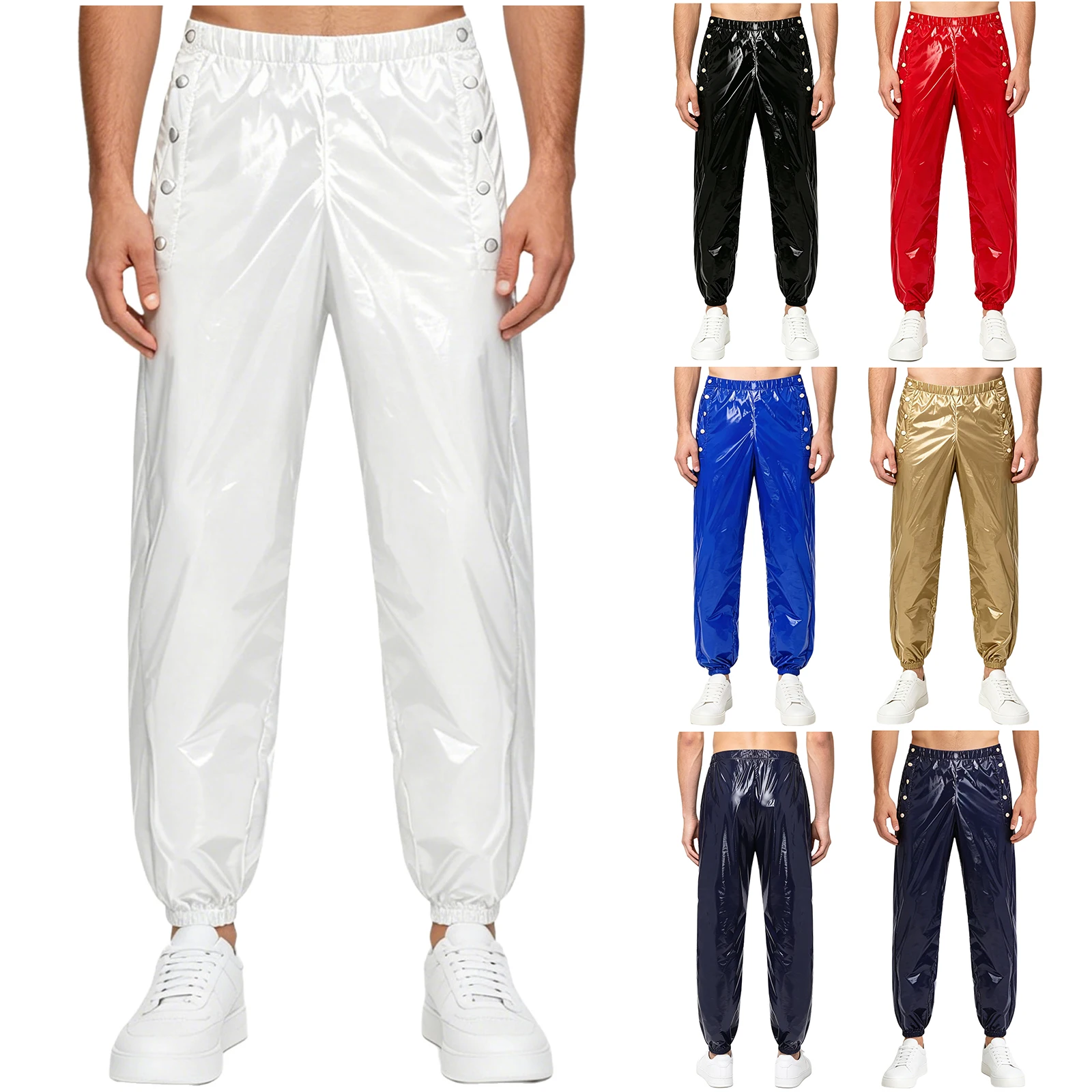Mens Waterproof Diaper Covers Pants Sides Waist Buttons Jogger Pants for Hospital Clinic Medical Adaptive Briefs Safety Wear