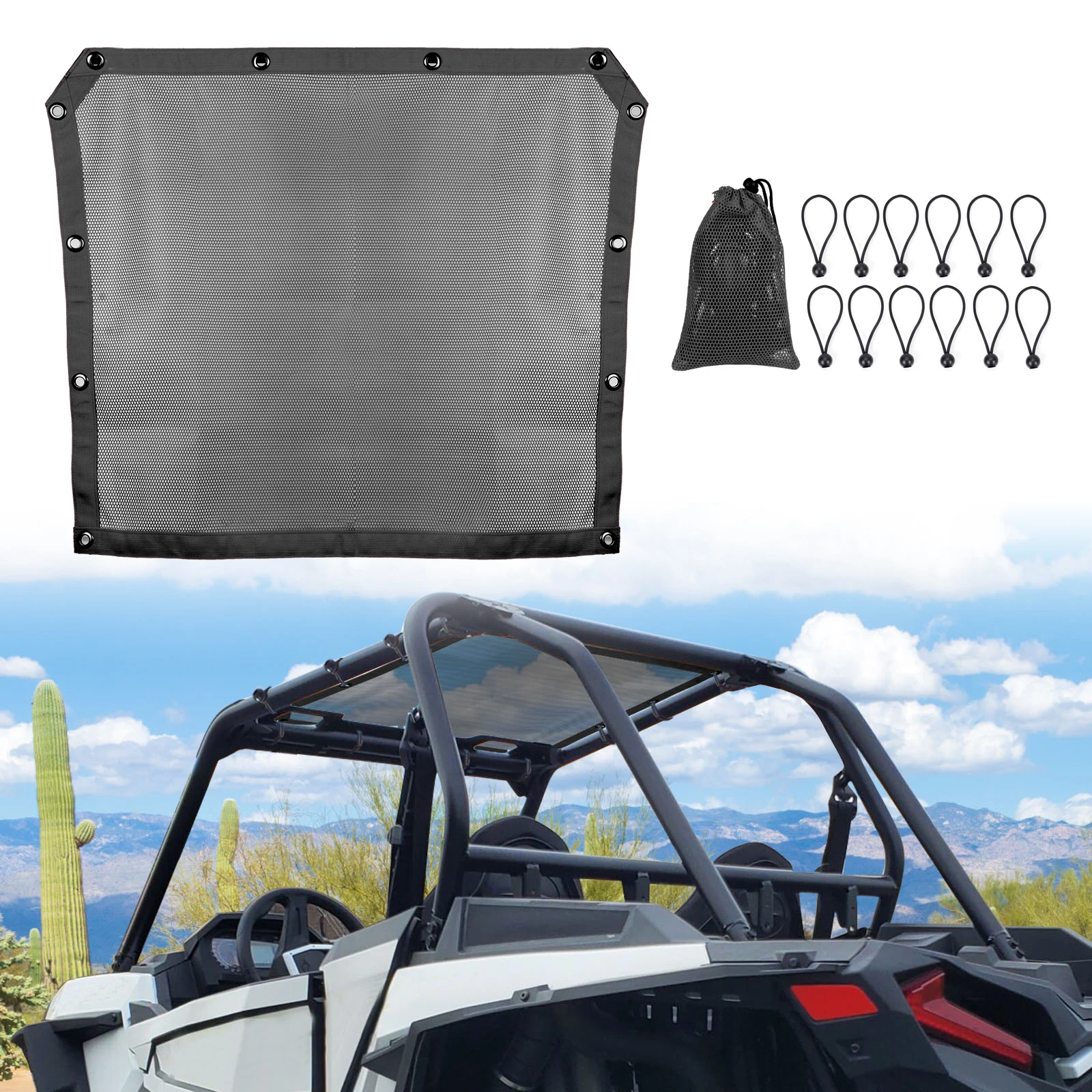 

UTV Polaris RZR Pro XP / 4 Soft Top Window Net Waterproof Car Sunshade Mesh Heavy Duty Mesh UV Sun Protection Shade Top Cover