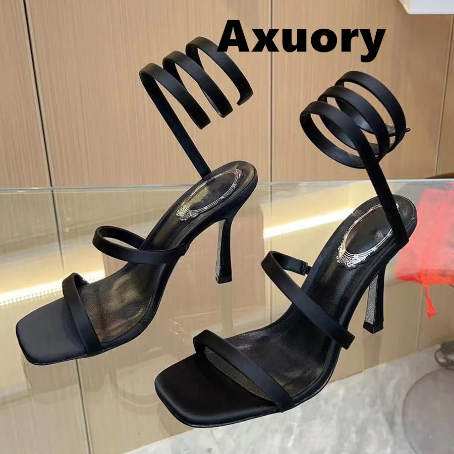 

2024 Women's high heels Shoe Slim Heel Anti Slip Genuine Leather High9.5 Square head Solid Color Luxury Design