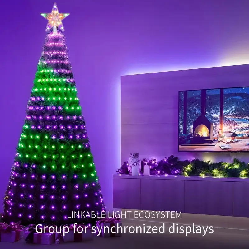 MIMI RGB ضوء شجرة عيد الميلاد الذكي مع 400LED APP التحكم عن بعد مزامنة الموسيقى، نمط DIY، للداخلية والخارجية #4