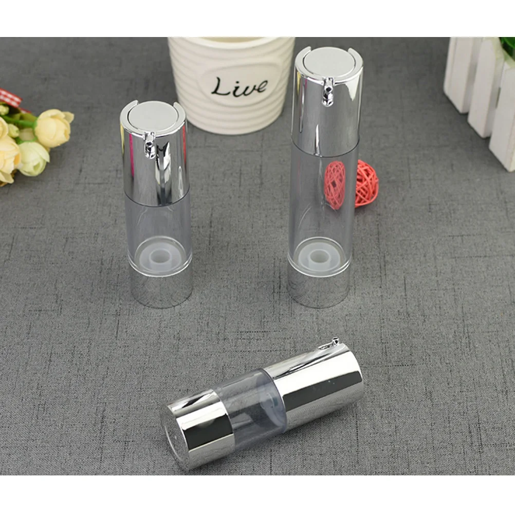 

30Ml Airless Pump Bottle Transparent Silver Container Travel Press Cream Lotion Emulsion Dispenser Plastic Packaging