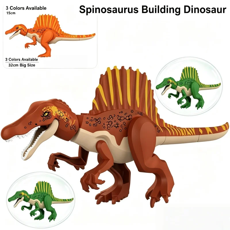 DIY Jurassic Dinosaur Spinosaurus Realistic Design Soft Rubber Material Building Bolcks Bricks Dinosauios figures Toy - view 2