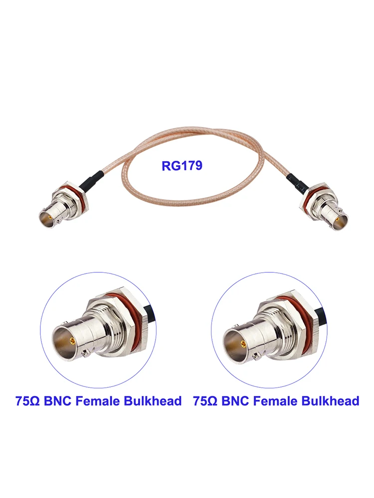RG179 Pigtail Kabel BNC Vrouwelijke Schot Recht naar BNC Vrouwelijke 75 Ohm Connector voor HD-SDI 3G-SDI Vedio CCTV Camera Camcorder - afbeelding 2