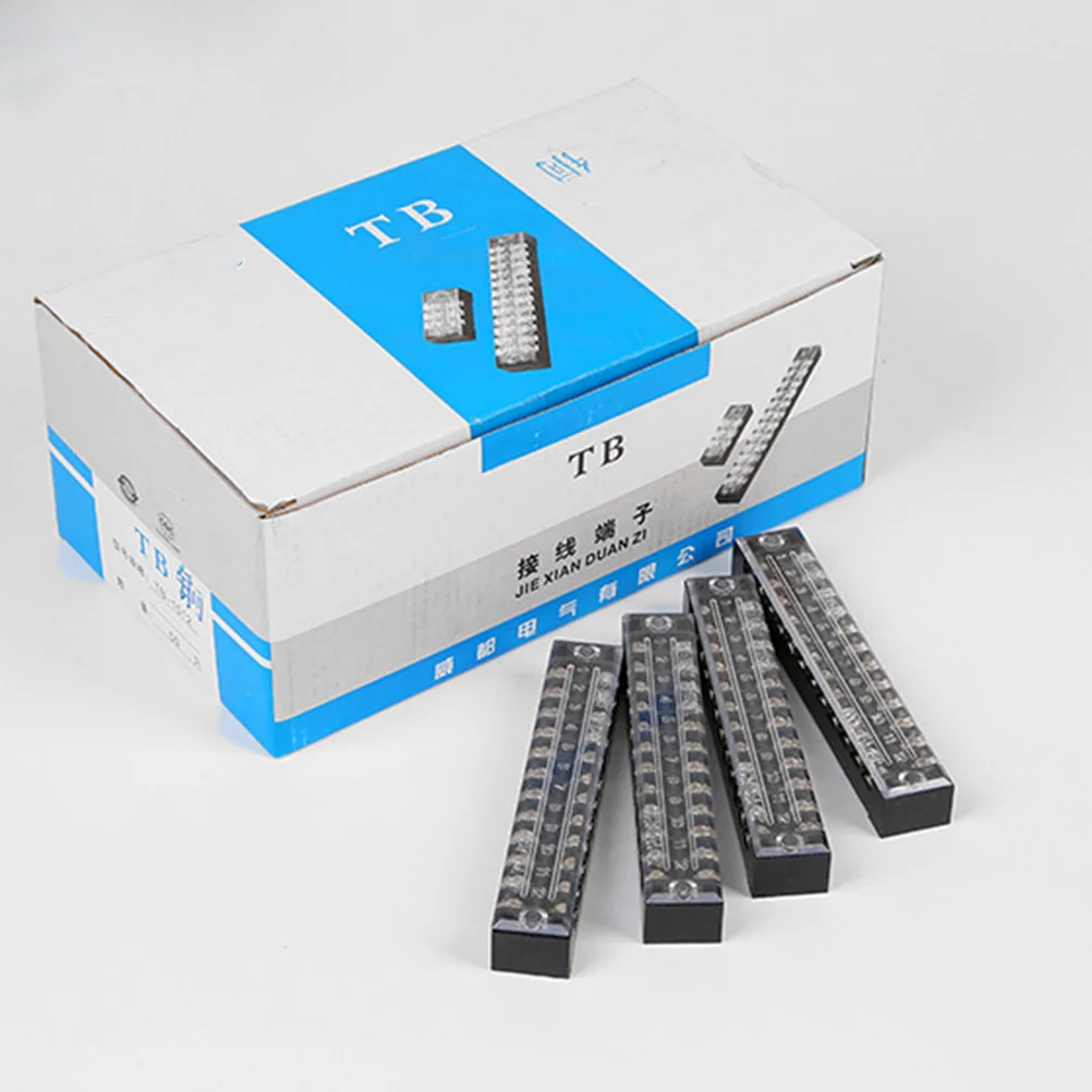 

5Pcs Terminal Block 12-Position Two Row Screw Wire Connector 15A 600V Transparent Cover Electrical Wire Terminal Strip Cable