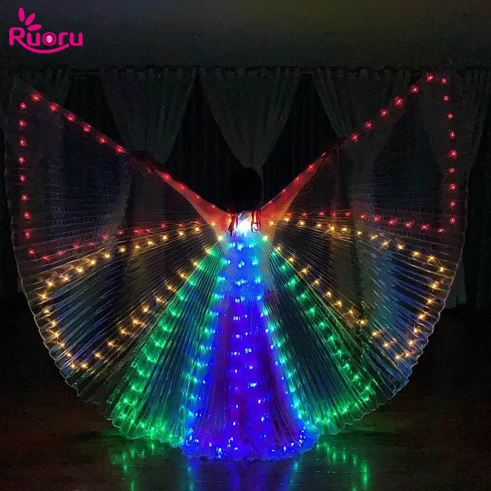 

Ruoru Led Wings Belly Dance Isis Wings Led Isis Wing Bellydancing Adult Butterfly Wing with Sticks Party Wedding Halloween