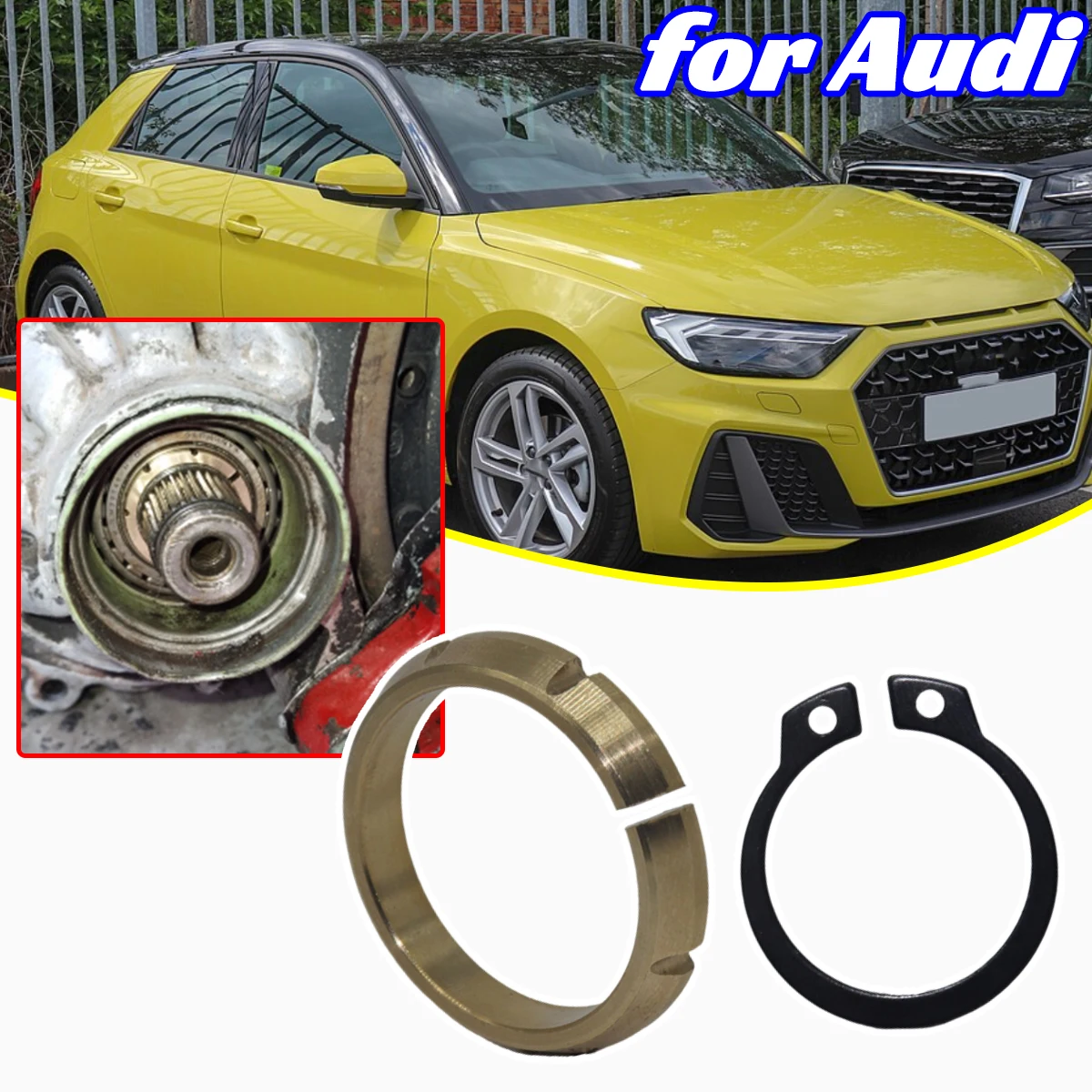 

2X for Audi 100 A1 A2 A3 TT TTS E-tron Q2 Brass Gearbox Differential Flange Shaft Tapered Ring Thrust Washer Seal Spacer Replace