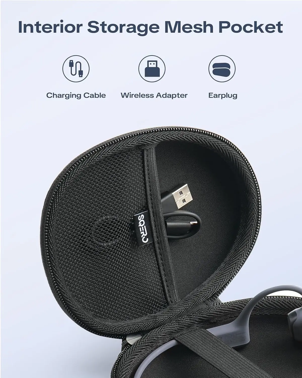 Headphone Case for Shokz OpenRun Pro 2/OpenRun/OpenSwim Pro/OpenMove Bone Conduction Earphones, Portable Travel Carrying Case view 5