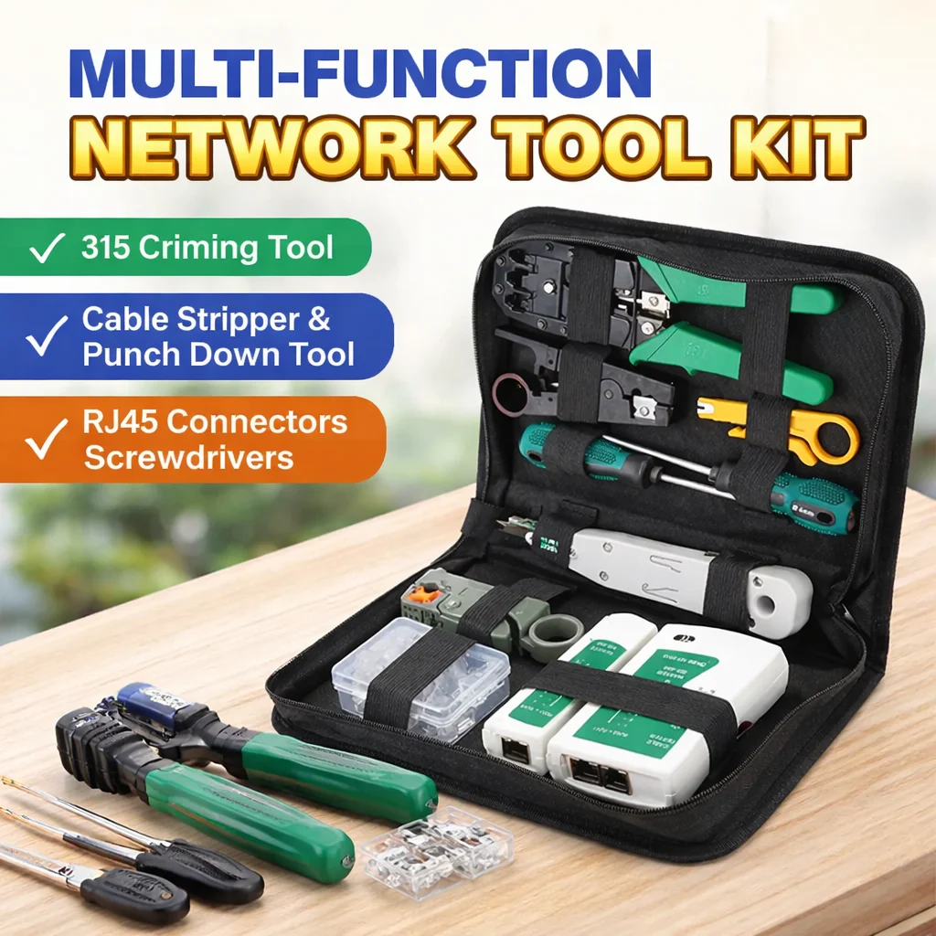 

11-In-1 RJ45 Portable LAN Maintenance Toolkit With 315 UTP Cable Tester, Crimping Pliers, Plug Clamp And PC Network Tools