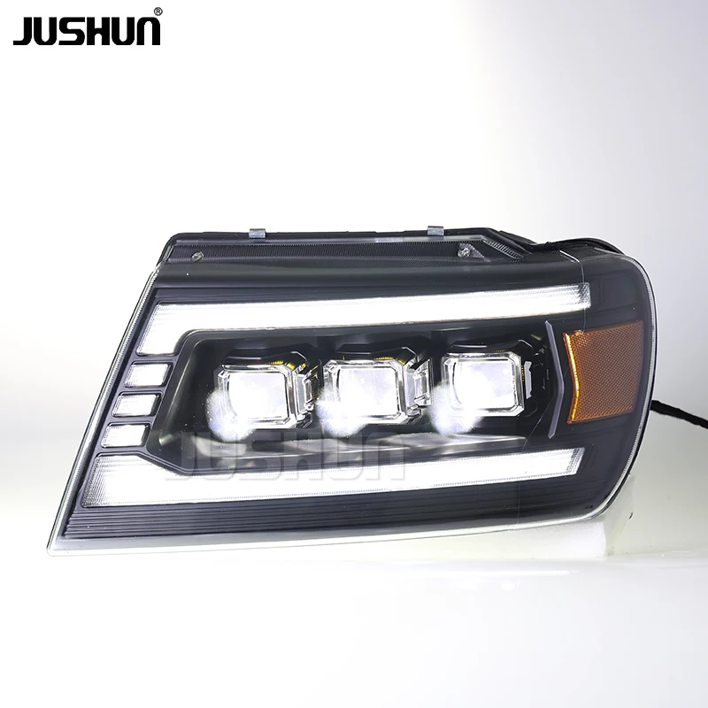 Car LED Lens Headlamp For Jeep Grand Cherokee 99-04 Replacement Lights With Dynamic Flowing Turn Signal Integrated DRL