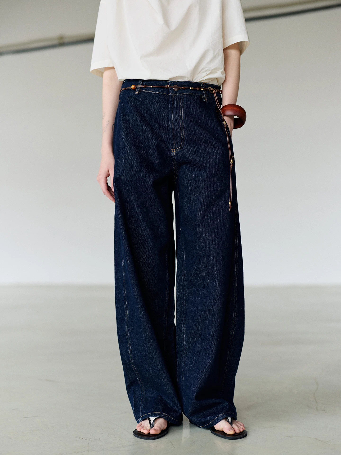 

Ретро джинсы с высокой талией и широкими штанинами, темно-синие, женские, свободные, стройнящие, повседневные, из денима, хлопковая смесь, удобные, для осени