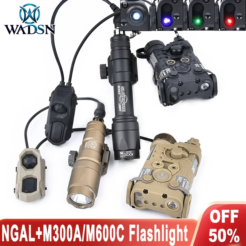 

SF M300A M600C Tactical Flashlight WADSN NGAL Red Green Blue Dot IR Aimming AXON Dual Function Switch Hunting Weapon Scout Light