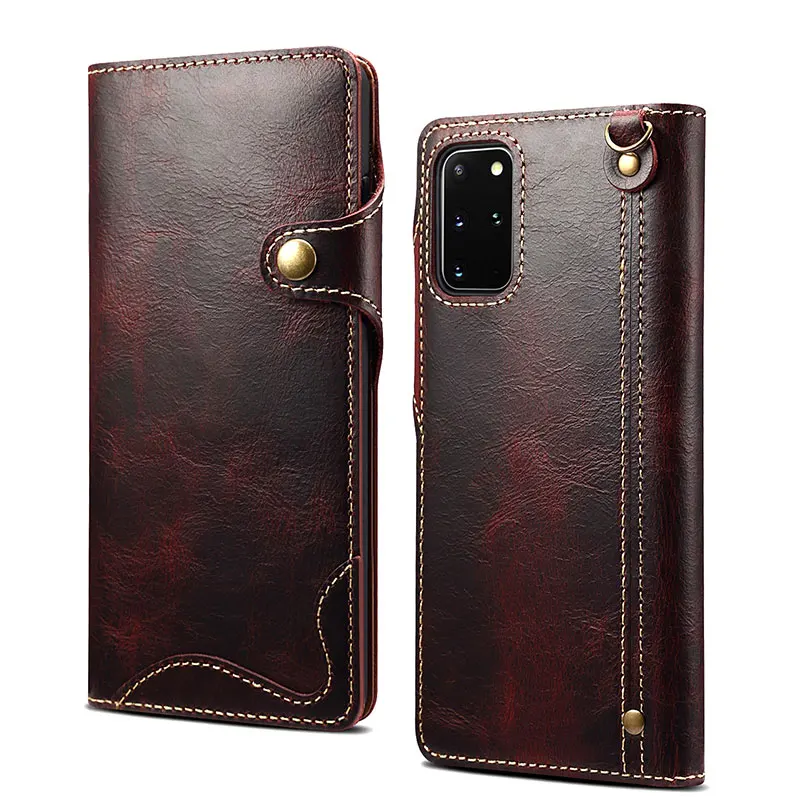 Wallet Pouch Case Bags For Samsung Galaxy Note20 Note 20 Ultra Real Premium Leather Genuine Natural Cow Skin Flip Phone Cover