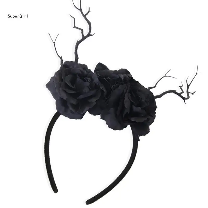 Mystical Dark Branch Headband Fashion Headwear Halloween Hairpieces Easy to Wear Hair Accessory for Themed Celebrations J78E