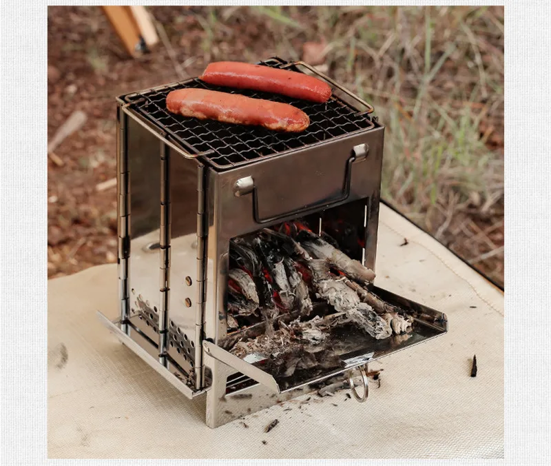 Estufa de leña plegable acero inoxidable para camping - imagen 4
