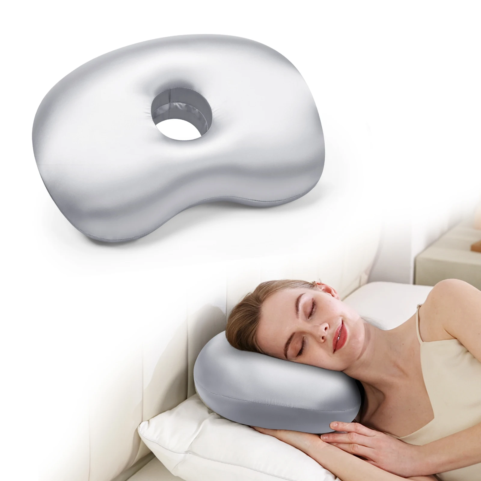 Ear Hole Memory Foam Pillow Ergonomic Neck Support Pillow Side Sleeper Relieve Ear & Shoulder Pain Sleeping Cushion