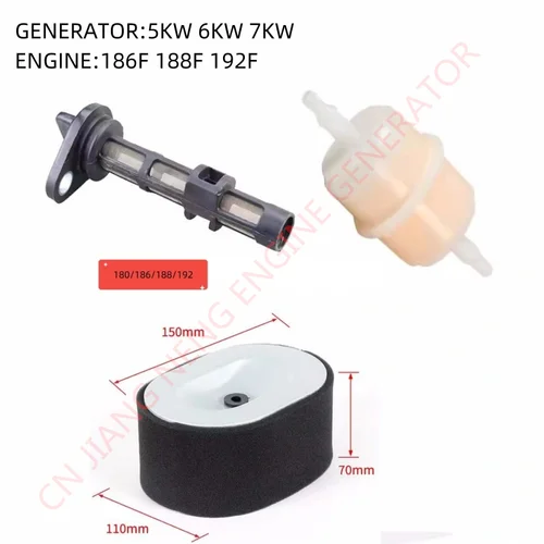 Imagen 2 del producto Filtro de aire Filtro de aceite Filtro diésel apto para generador diésel 3KW 5KW 7KW KDE6500 KDF7500 motor 178F KM186F 192F pieza del generador
